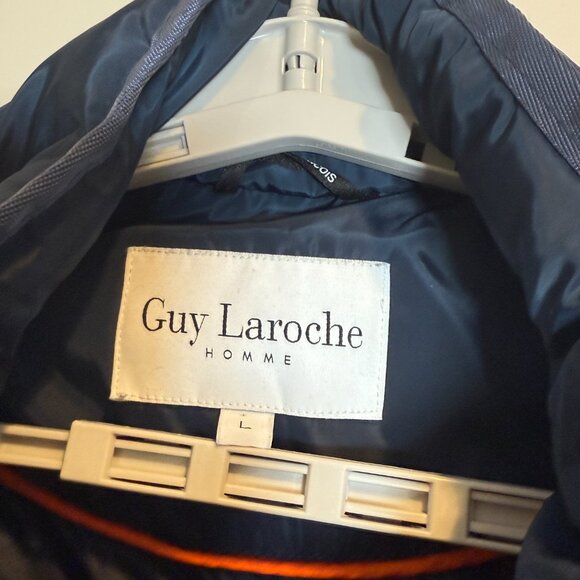 Guy Laroche Homme Navy Puffer Jacket | Size Large | Down Blend Quilted Coat - Picture 4 of 7